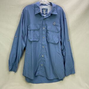 Reel Legends Saltwater Long Sleeve Vented Fishing Shirt Blue Men's Size Large L